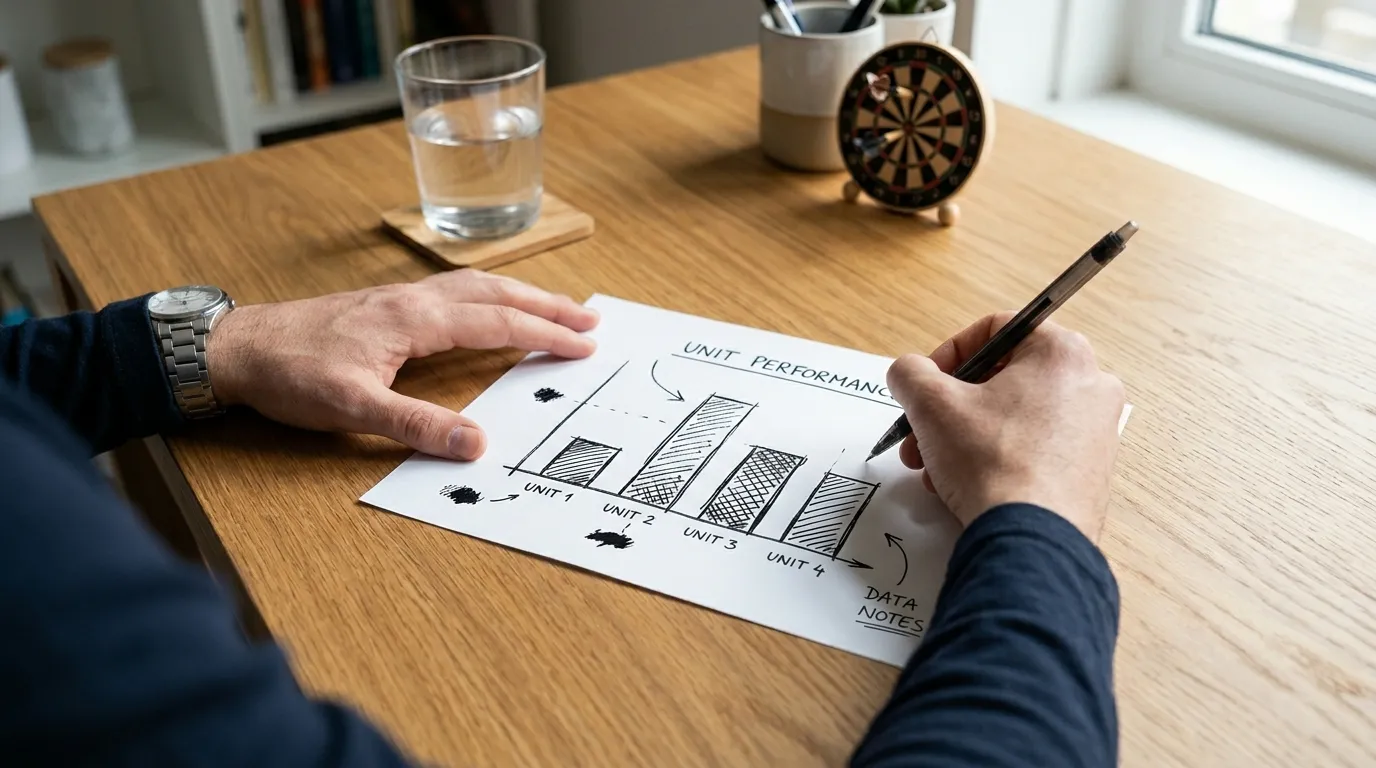 Person plant Wetteinsätze mit handschriftlichem Budget-Dokument und einfachem Liniendiagramm
