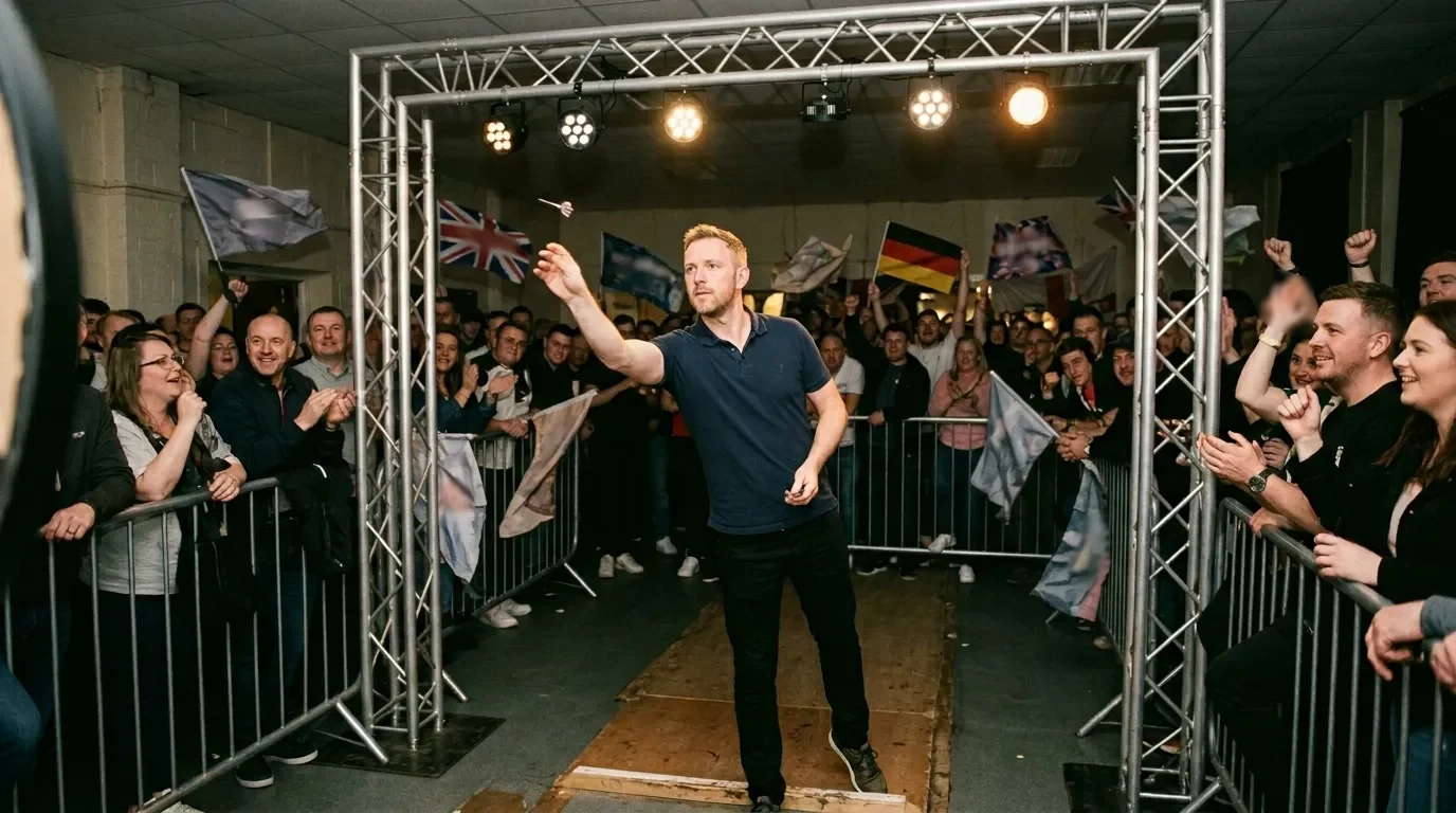 PDC-Floor-Event in Deutschland: Dartsspieler vor heimischem Publikum beim European Darts Grand Prix